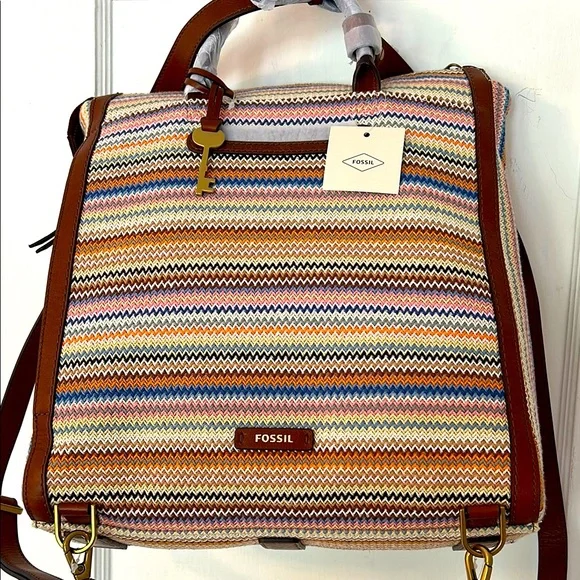 Fossil | Bags | Fossil Parker Striped Multicolor Backpack 
